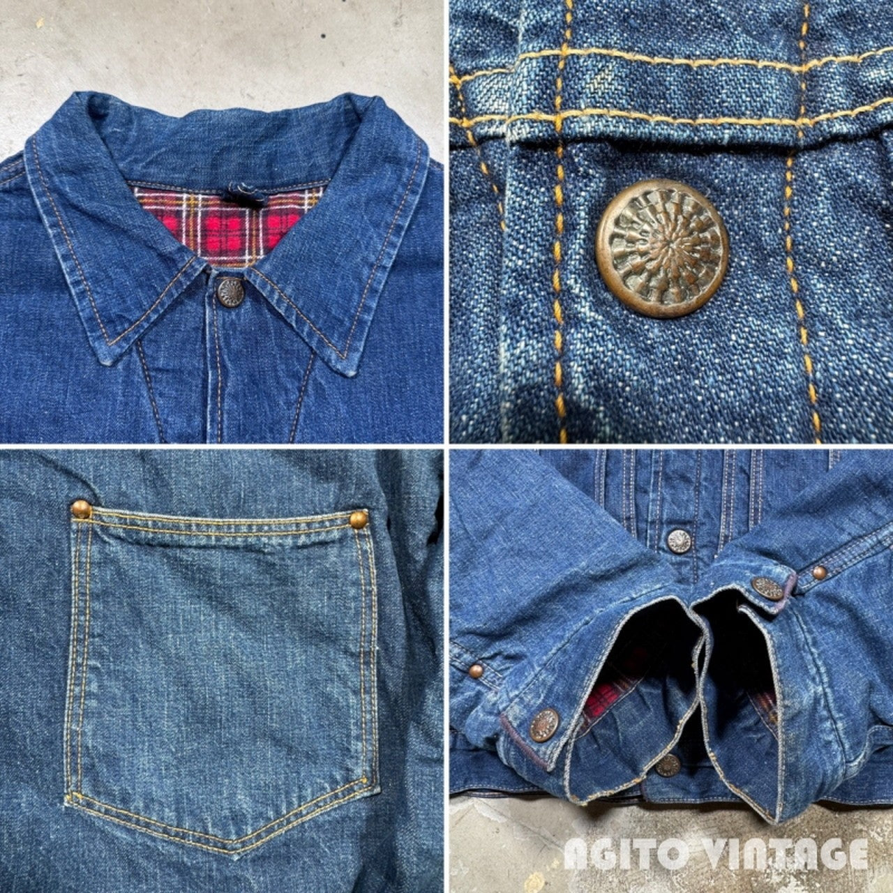 Unknown 60s 2nd Type Flannel Lined Denim Jacket Blue Size XL