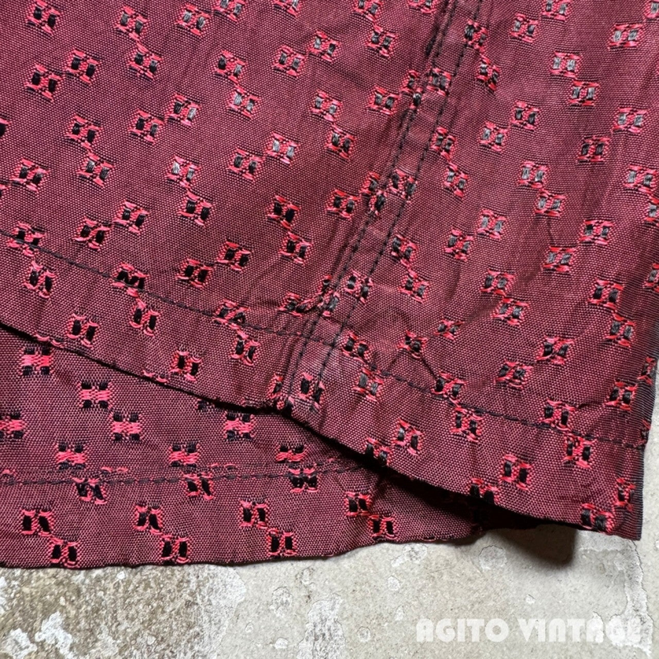NATIONAL 50s Long Point Collar Woven Open Deep Red Shirt Size M