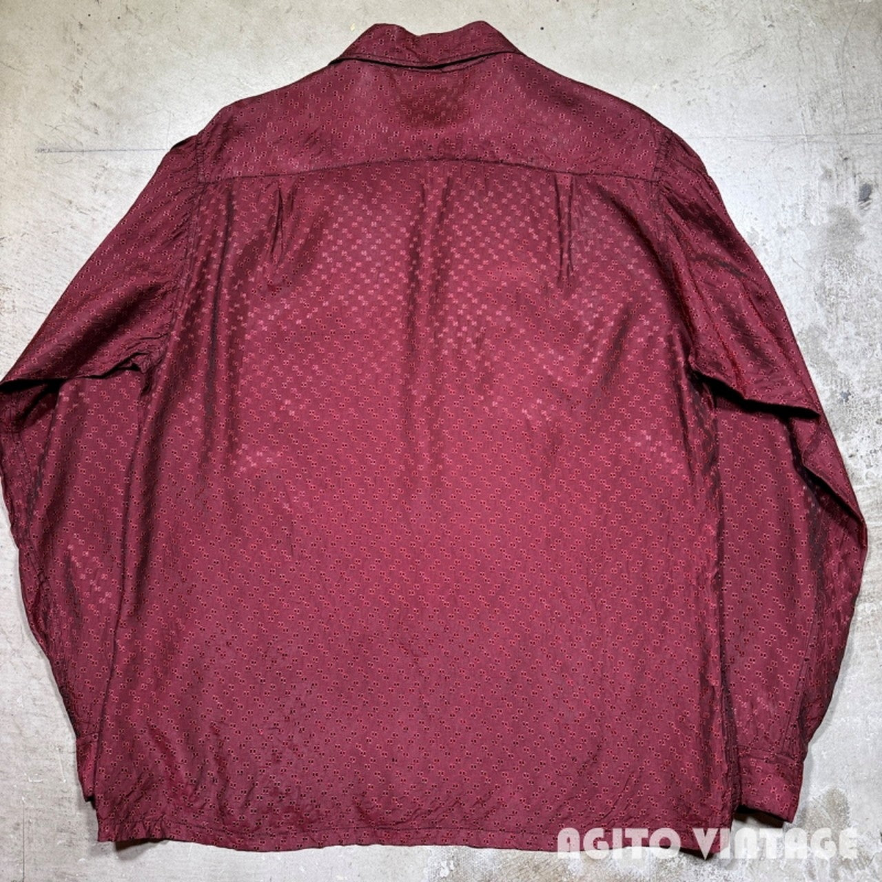 NATIONAL 50s Long Point Collar Woven Open Deep Red Shirt Size M