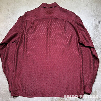 NATIONAL 50s Long Point Collar Woven Open Deep Red Shirt Size M
