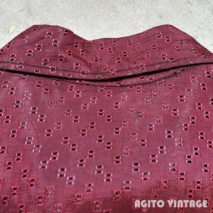 NATIONAL 50s Long Point Collar Woven Open Deep Red Shirt Size M