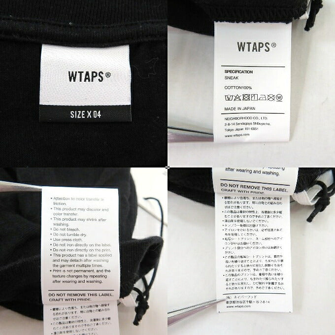 WTAPS 23AW PRTC/Long Sleeve Cotton Long Sleeve T-Shirt Black Size 04