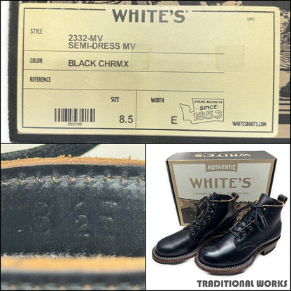 White's Boots SEMI DRESS Black Chromexcel Boots Size 8