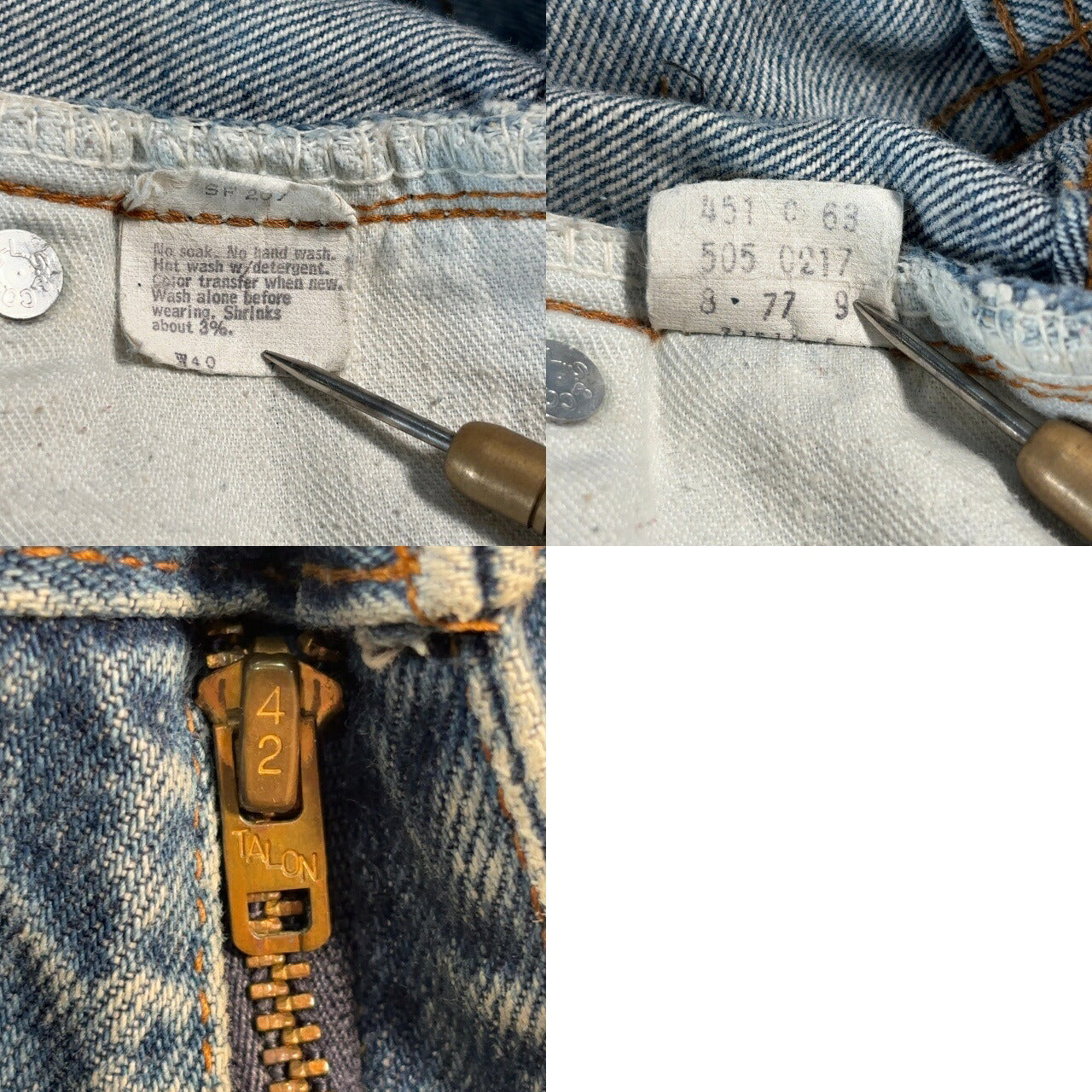 LEVI'S 70s USA Made 501 66 Blue Denim Jeans Size W40