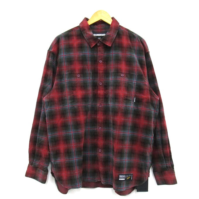 NEIGHBORHOOD 25AW Corduroy Check Long Shirt Red Size XL