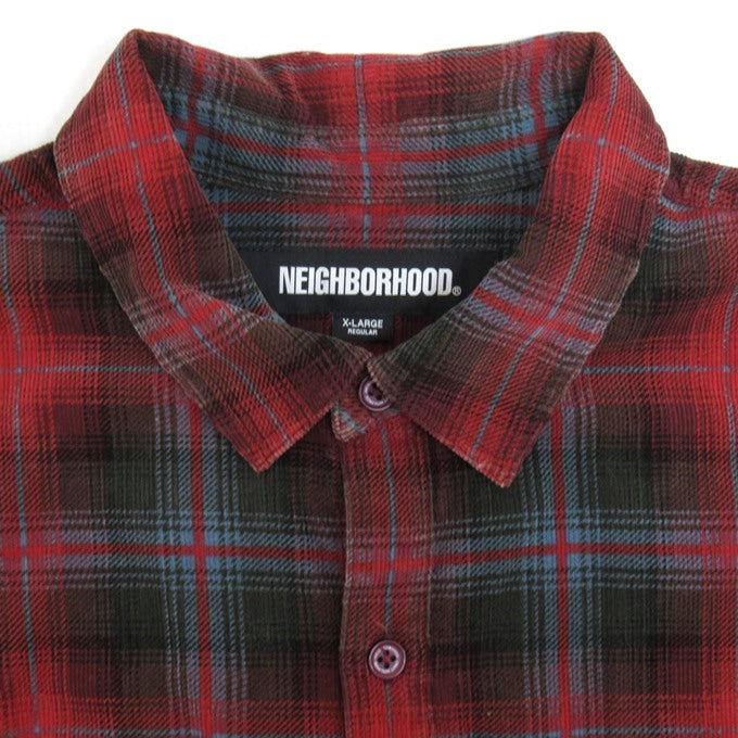 NEIGHBORHOOD 25AW Corduroy Check Long Shirt Red Size XL