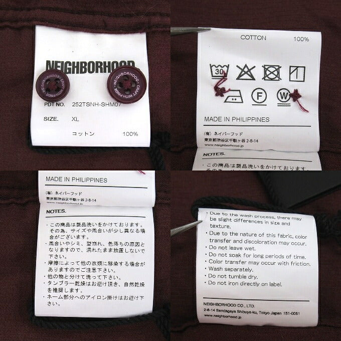 NEIGHBORHOOD 25AW Corduroy Check Long Shirt Red Size XL