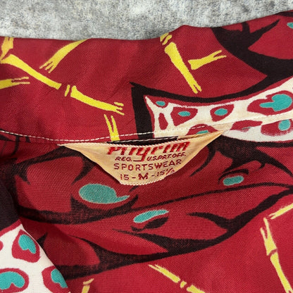 PILGRIM 50s Vintage Hawaiian Aloha Shirt Red Size M