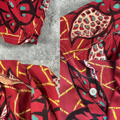PILGRIM 50s Vintage Hawaiian Aloha Shirt Red Size M