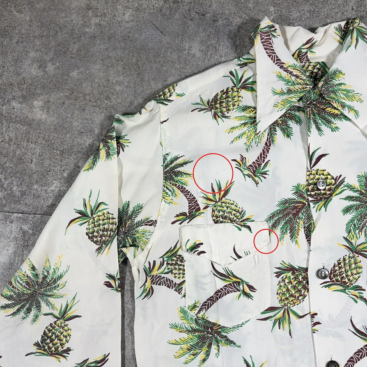 Unknown 50s Rayon Pineapple Print Aloha Shirt White Size S