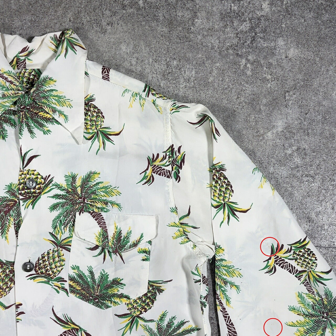 Unknown 50s Rayon Pineapple Print Aloha Shirt White Size S