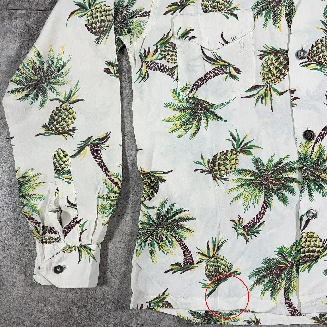 Unknown 50s Rayon Pineapple Print Aloha Shirt White Size S