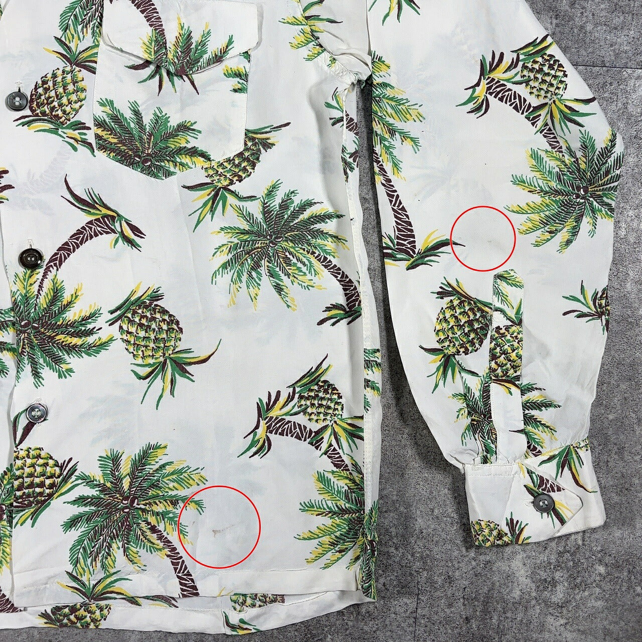 Unknown 50s Rayon Pineapple Print Aloha Shirt White Size S