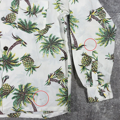 Unknown 50s Rayon Pineapple Print Aloha Shirt White Size S