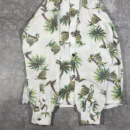 Unknown 50s Rayon Pineapple Print Aloha Shirt White Size S