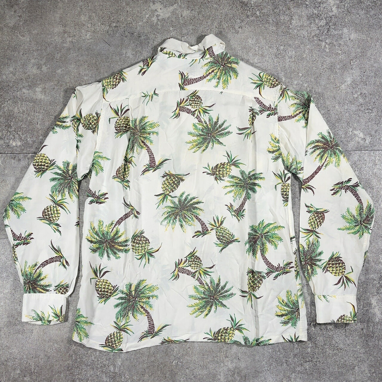 Unknown 50s Rayon Pineapple Print Aloha Shirt White Size S