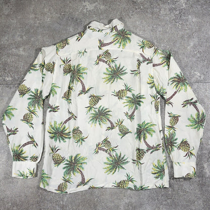 Unknown 50s Rayon Pineapple Print Aloha Shirt White Size S
