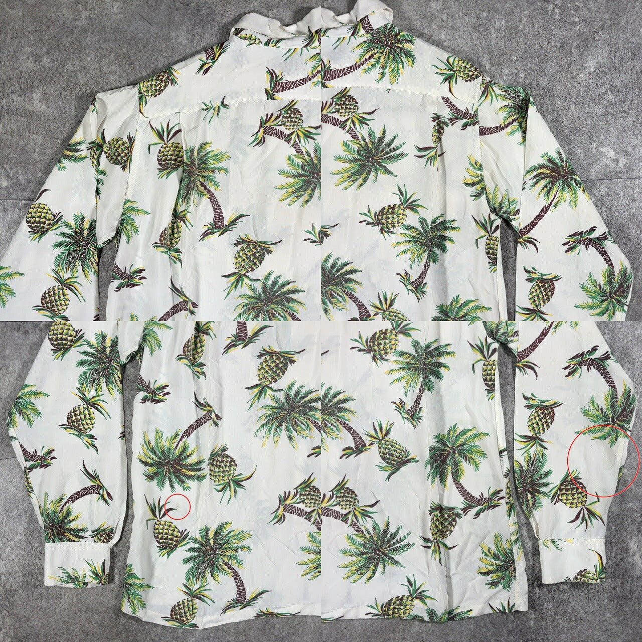 Unknown 50s Rayon Pineapple Print Aloha Shirt White Size S