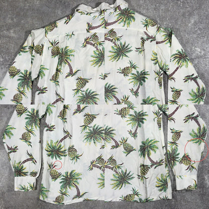 Unknown 50s Rayon Pineapple Print Aloha Shirt White Size S