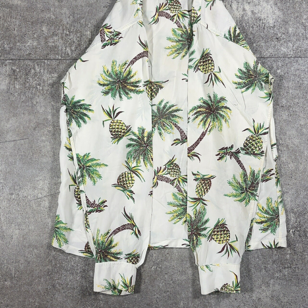 Unknown 50s Rayon Pineapple Print Aloha Shirt White Size S