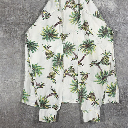 Unknown 50s Rayon Pineapple Print Aloha Shirt White Size S