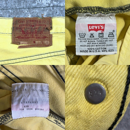 Levi's 90s Vintage 501 Yellow USA Jeans Size W33