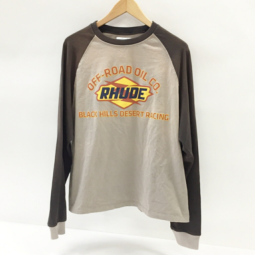 RHUDE Black Hills Long Sleeve Raglan T-Shirt Beige Size M