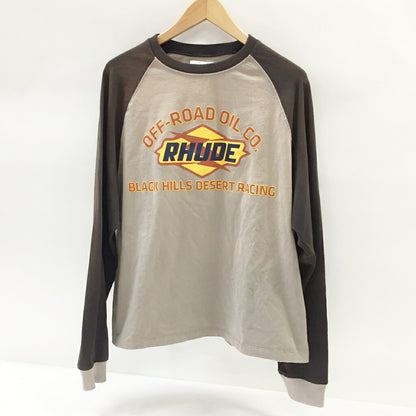 RHUDE Black Hills Long Sleeve Raglan T-Shirt Beige Size M