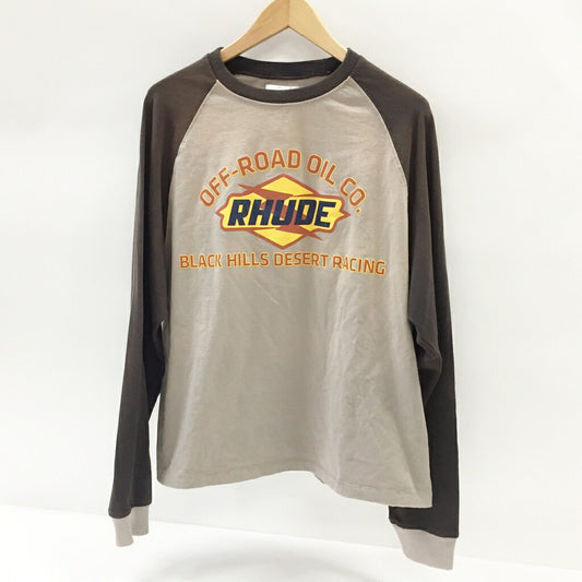 RHUDE Black Hills Long Sleeve Raglan T-Shirt Beige Size M