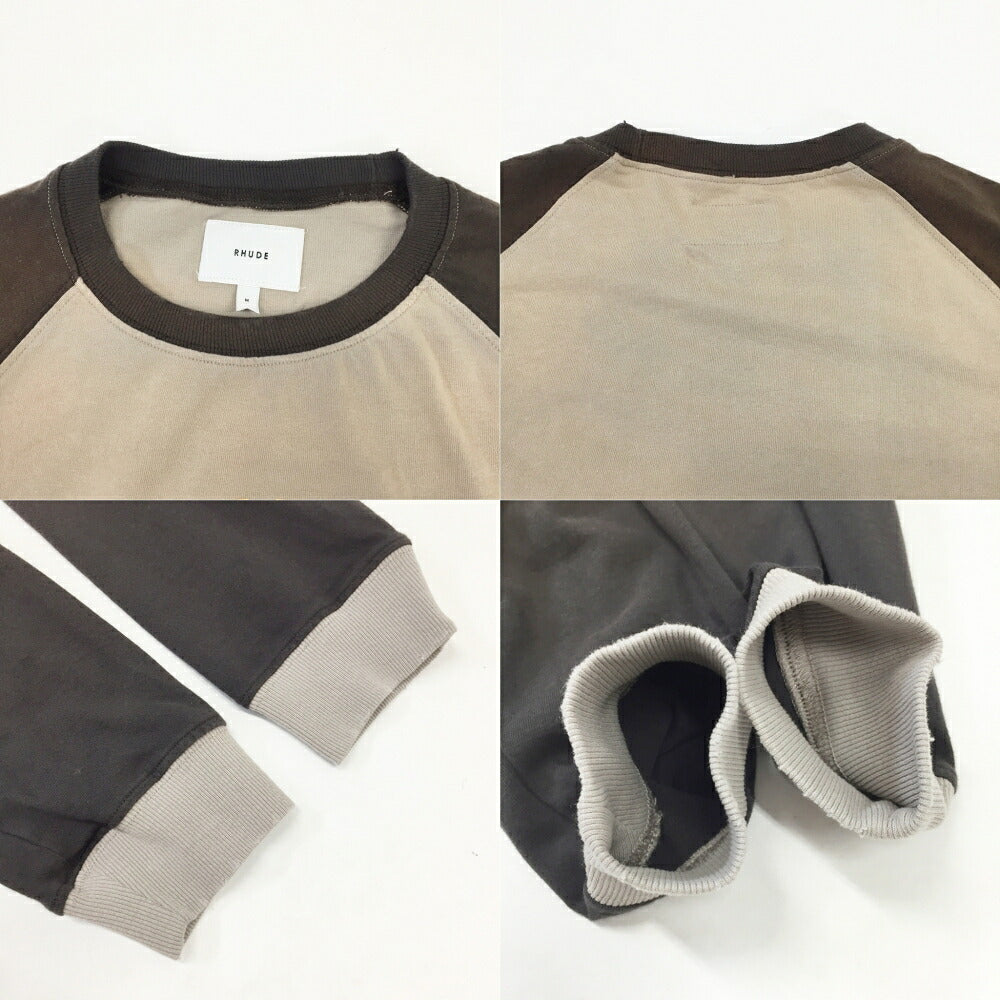 RHUDE Black Hills Long Sleeve Raglan T-Shirt Beige Size M