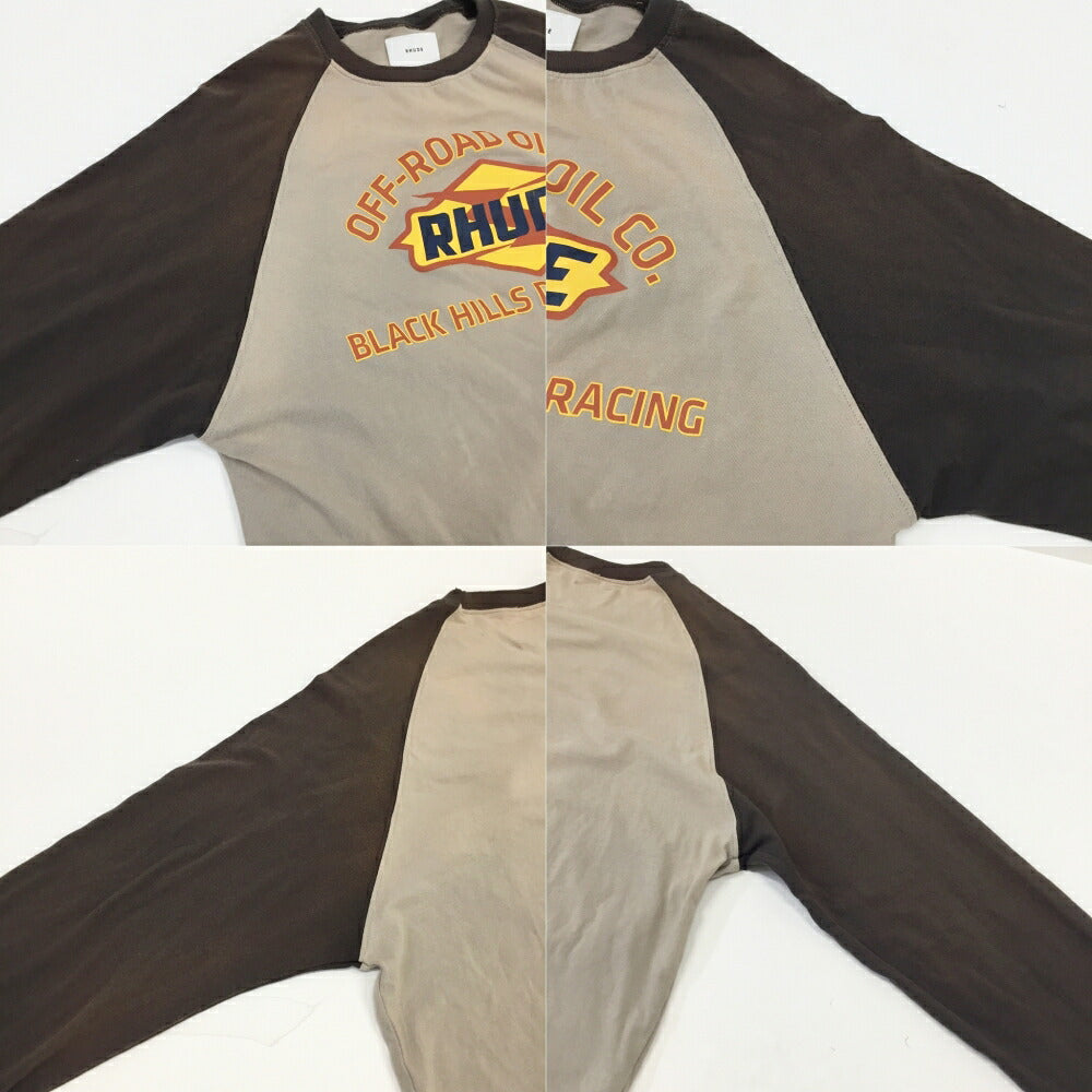 RHUDE Black Hills Long Sleeve Raglan T-Shirt Beige Size M