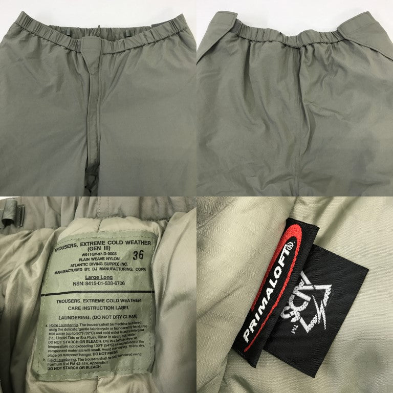 US ARMY ECWCS Gen III Level 7 Pants Gray Size 36