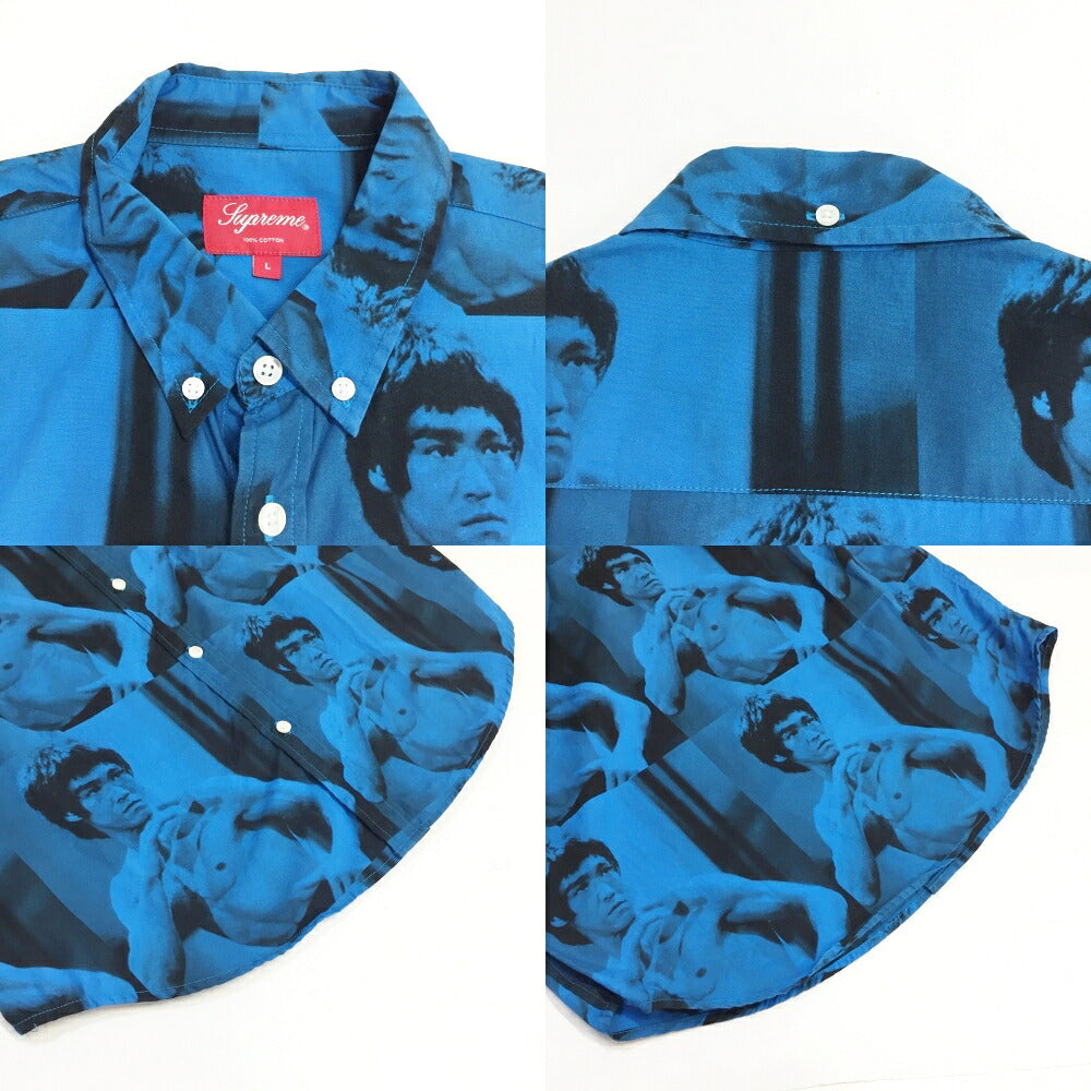 Supreme Bruce Lee Button Up Shirt Blue Size L