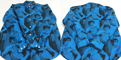 Supreme Bruce Lee Button Up Shirt Blue Size L