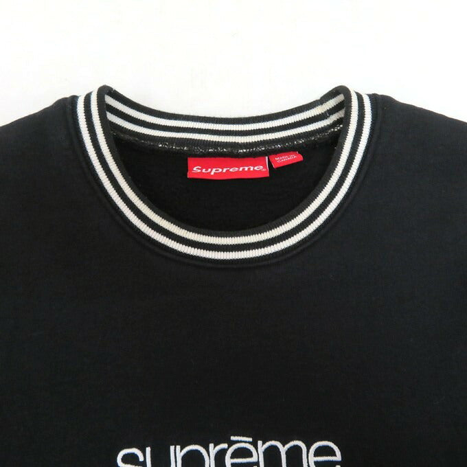 Supreme 14AW Classic Logo Striped Sweatshirt Black Size S