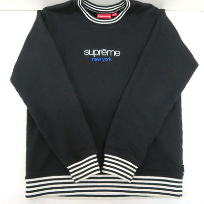Supreme 14AW Classic Logo Striped Sweatshirt Black Size S
