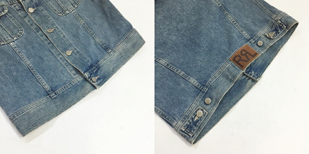 RRL 90s Cropped 3-Star Tag Denim Jacket Blue Size M