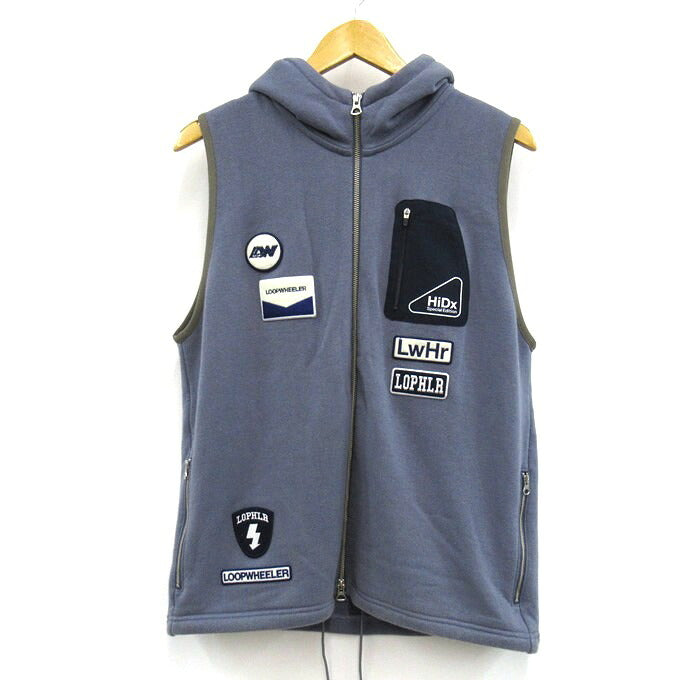 LOOPWHEELER Light Series Patch Vest Blue Size L