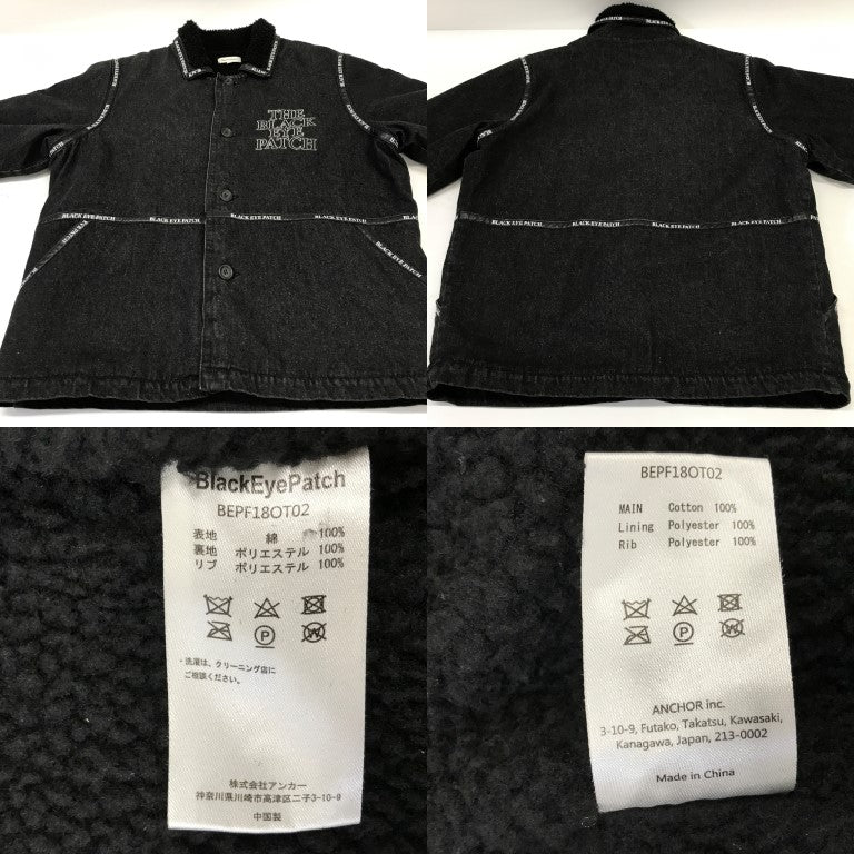 BLACK EYE PATCH Sherpa Lined Denim Jacket Black Size L