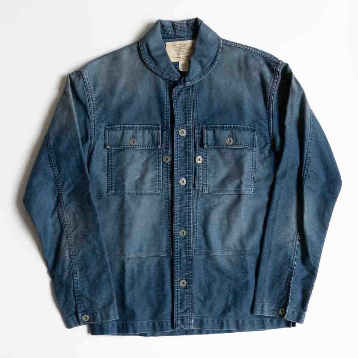 RRL Indigo Moleskin Army Jacket Cotton Linen Size S