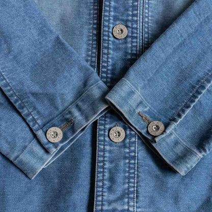 RRL Indigo Moleskin Army Jacket Cotton Linen Size S
