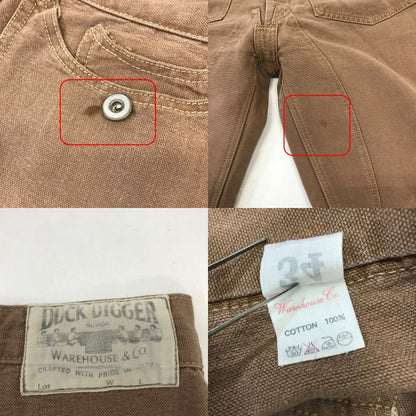 WAREHOUSE Duck Digger Brown Duck Pants Size 34
