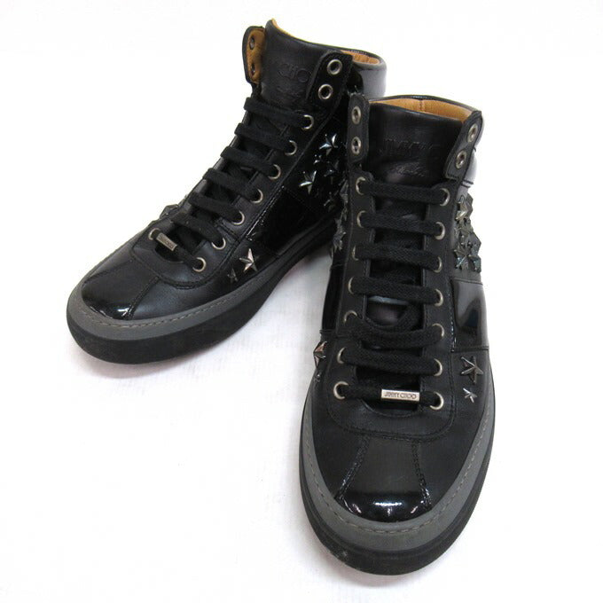 JIMMY CHOO BELGRAVIA Studded Hi-Top Sneakers Size 40 1/2