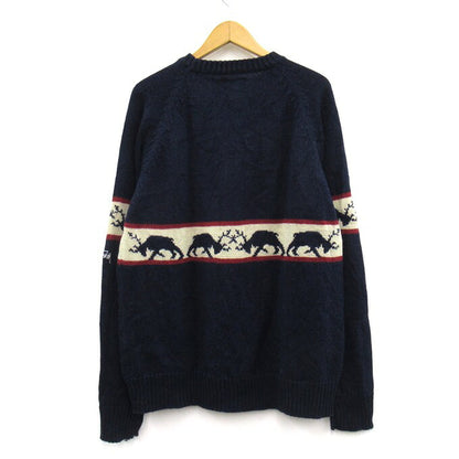 STUSSY 90's Navy Tag Raglan Knit Sweater Navy Size XL