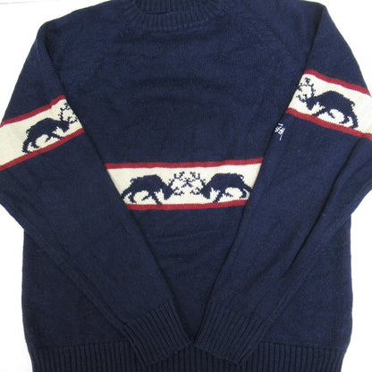 STUSSY 90's Navy Tag Raglan Knit Sweater Navy Size XL