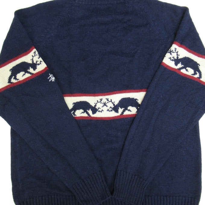 STUSSY 90's Navy Tag Raglan Knit Sweater Navy Size XL