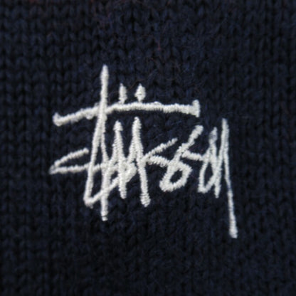 STUSSY 90's Navy Tag Raglan Knit Sweater Navy Size XL