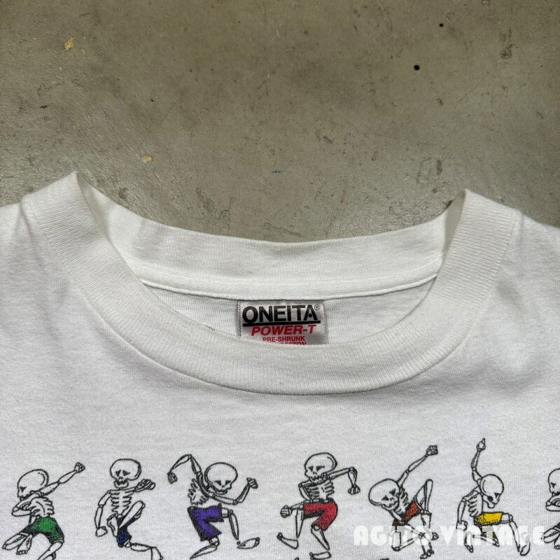 ONEITA 90s GRATEFUL DEAD Dancing Skulls T-Shirt White Size L