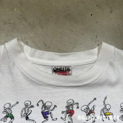 ONEITA 90s GRATEFUL DEAD Dancing Skulls T-Shirt White Size L