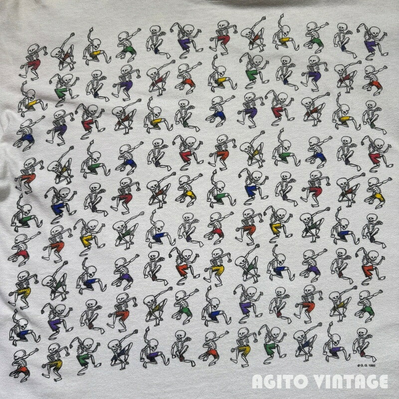 ONEITA 90s GRATEFUL DEAD Dancing Skulls T-Shirt White Size L